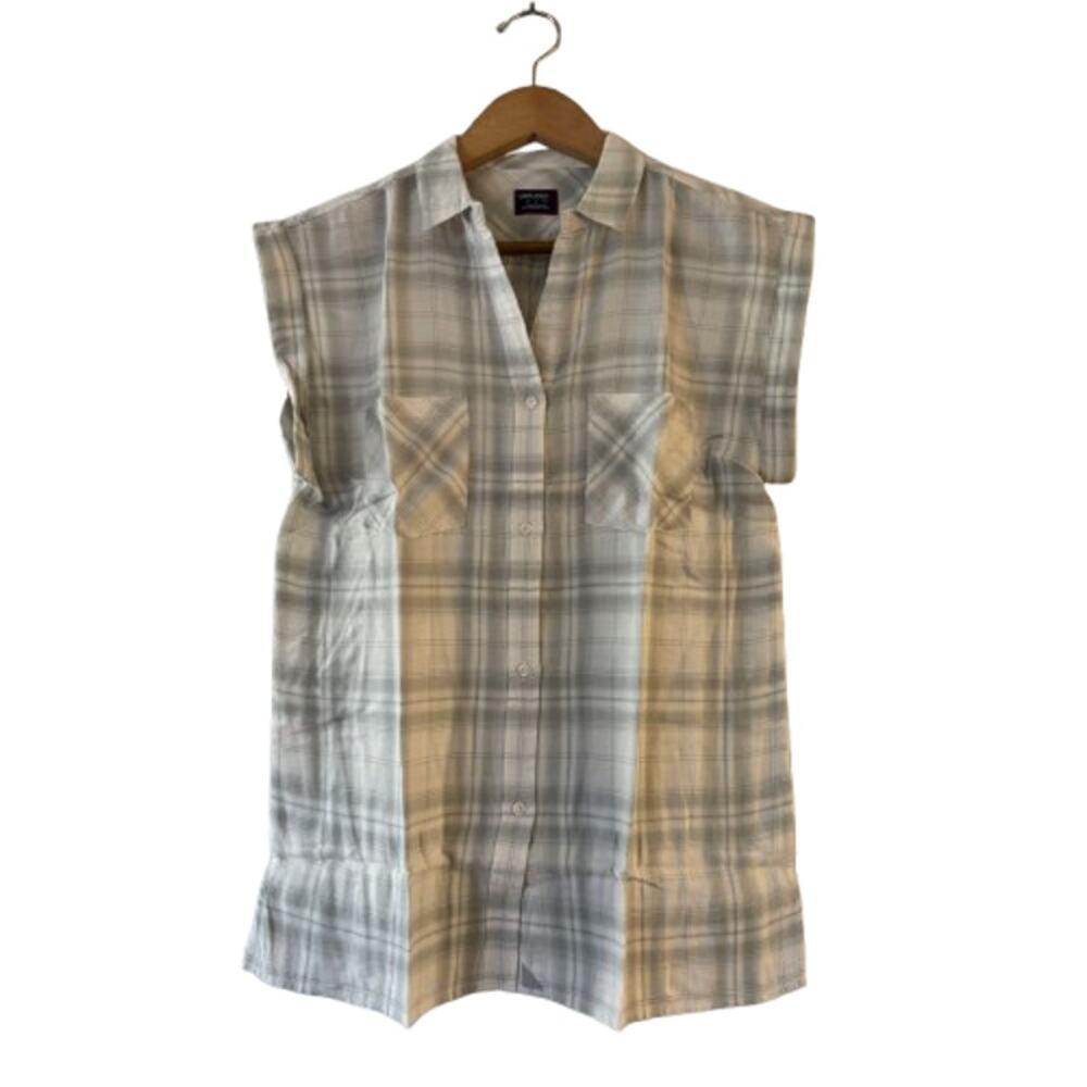 NEW UNTUCKit Women's Villefranche Blouse Top 4 Green Plaid Sleeveless Pocket NWT